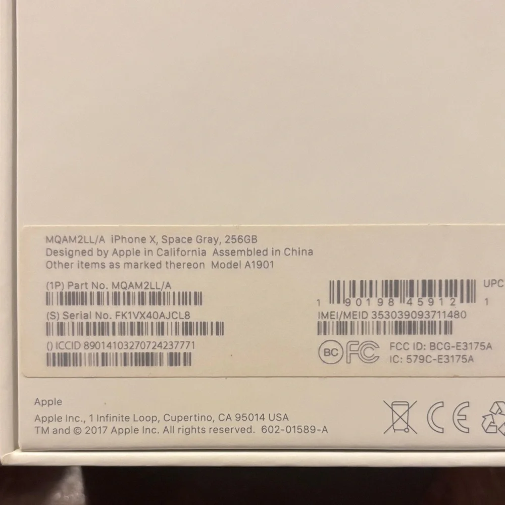 Apple iPhone X EMPTY BOX -space gray